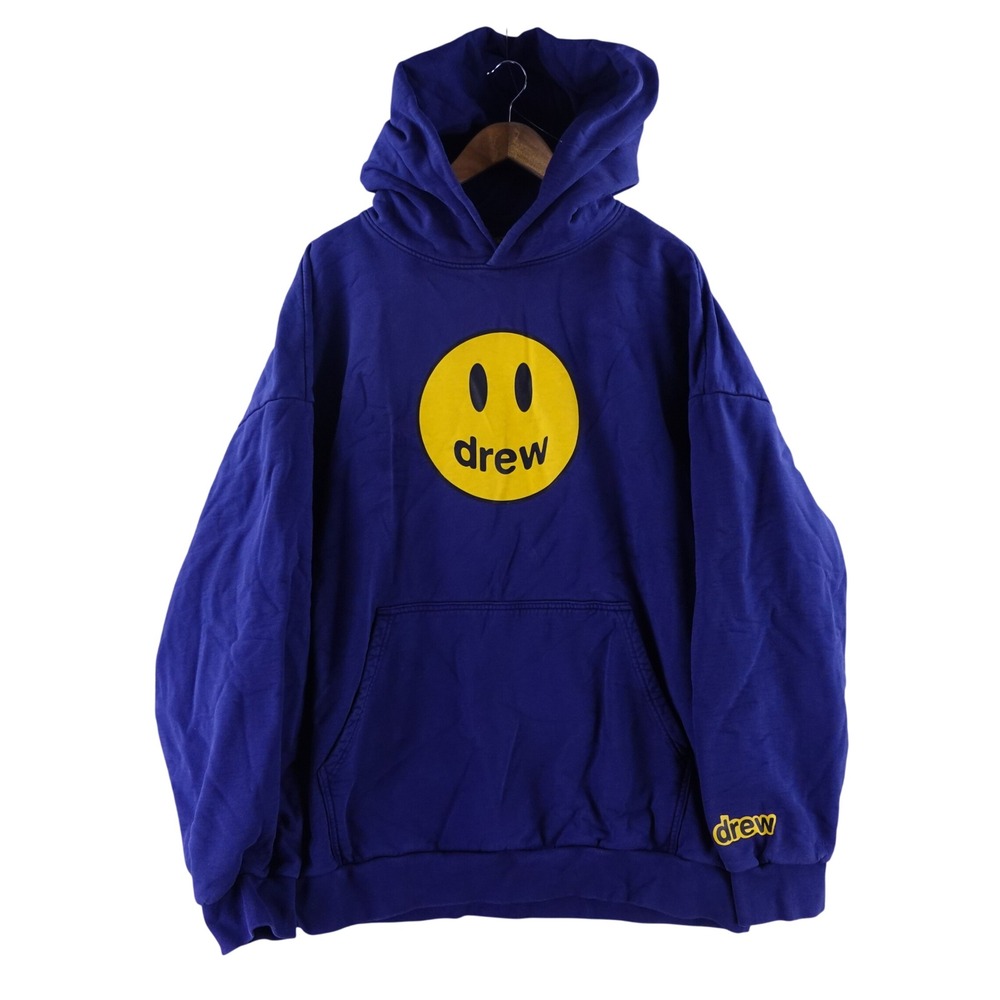 Drew House Mascot Hoodie Blue Yellow Smiley Face Logo Mens 2XL Streetwear